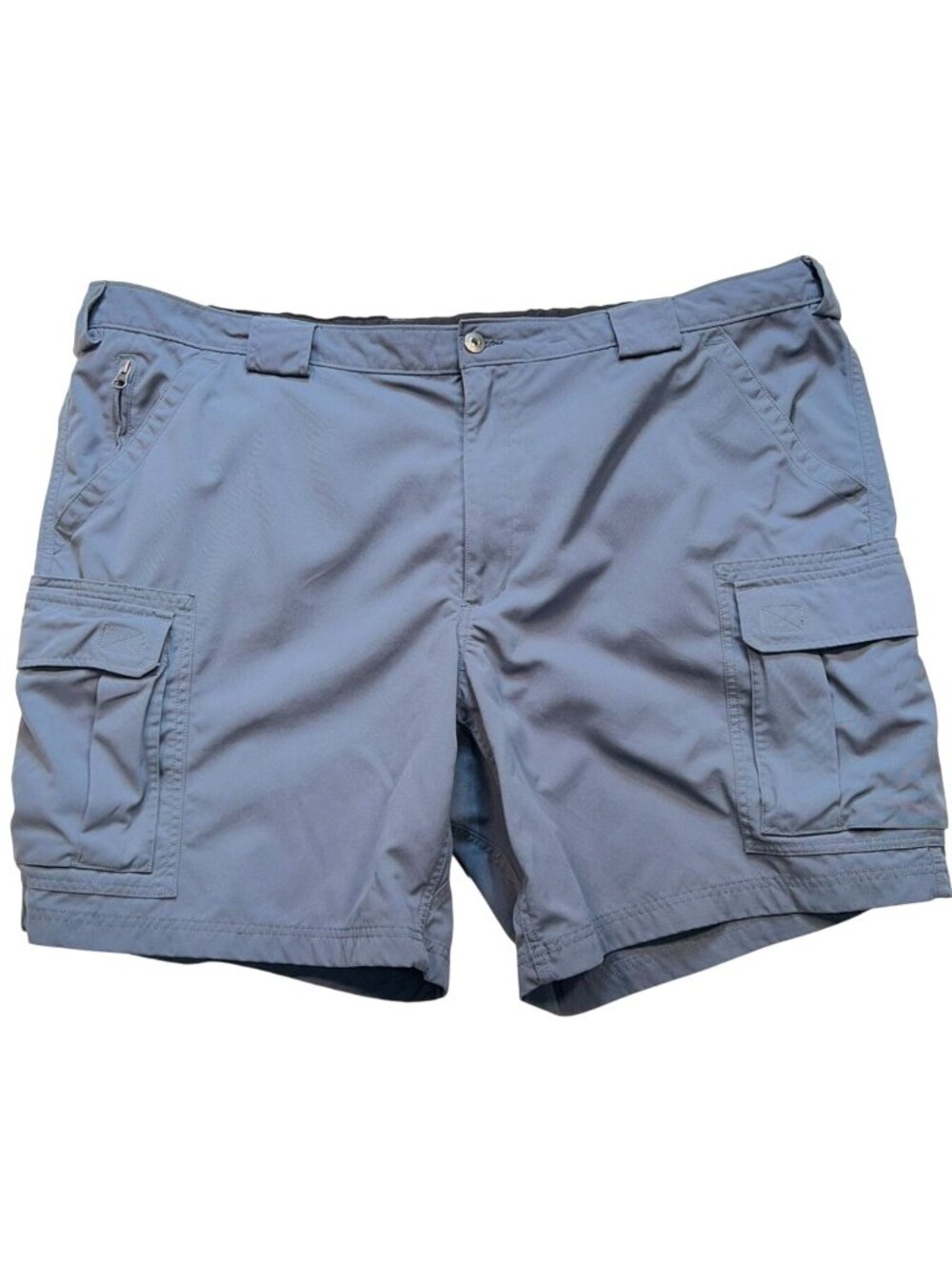 Duluth Trading Co. Mens Hiking Cargo Shorts Flat Front Size 3XL Slate Blue Solid